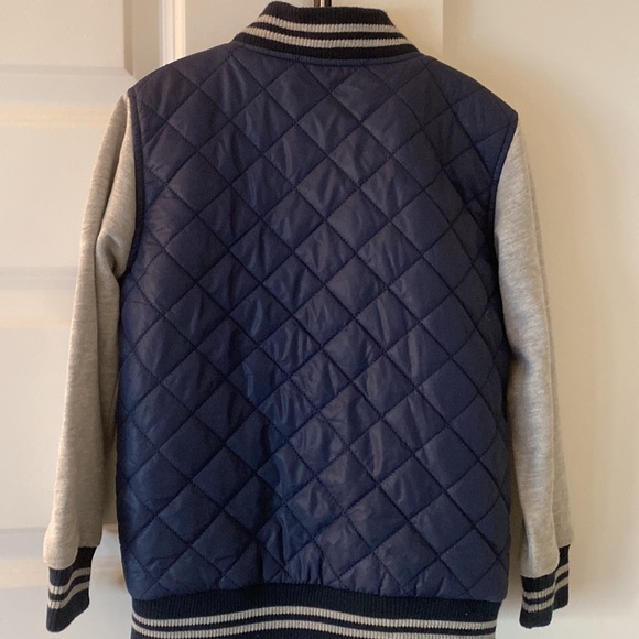 Boys blue quilted with grey sleeves jacket - Picture 7 of 7